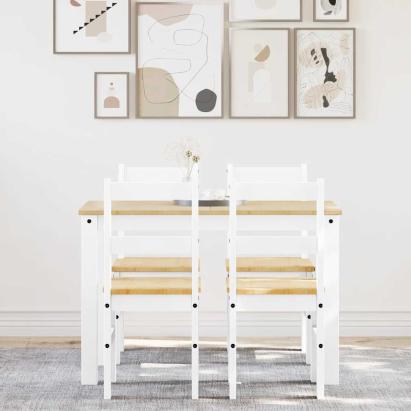 Set de sufragerie din 5 piese Panama din lemn masiv de pin alb GartenMobel Dekor
