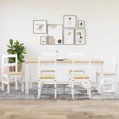 Set de sufragerie din 7 piese Panama din lemn masiv de pin alb GartenMobel Dekor