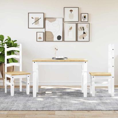 Set de sufragerie din 3 piese Panama din lemn masiv de pin alb GartenMobel Dekor