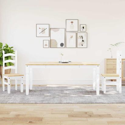 Set de sufragerie din 3 piese Panama din lemn masiv de pin alb GartenMobel Dekor