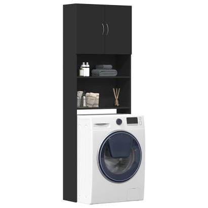 Dulap pentru mașină de spălat negru 64x24x190 cm lemn prelucrat GartenMobel Dekor