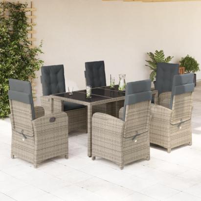 Set mobilier de grădină cu perne, 7 piese, gri, poliratan GartenMobel Dekor