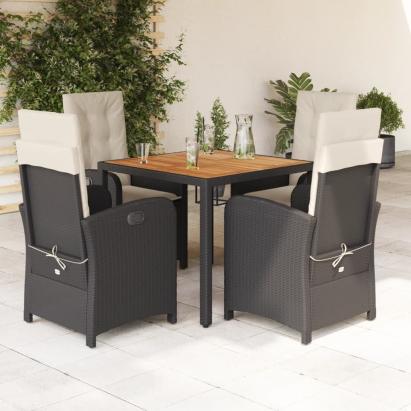 Set mobilier de grădină cu perne, 5 piese, negru, poliratan GartenMobel Dekor