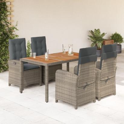 Set mobilier de grădină cu perne, 5 piese, gri, poliratan GartenMobel Dekor