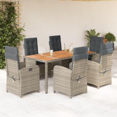 Set mobilier de grădină cu perne, 7 piese, gri, poliratan GartenMobel Dekor