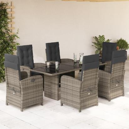 Set mobilier de grădină cu perne, 7 piese, gri, poliratan GartenMobel Dekor