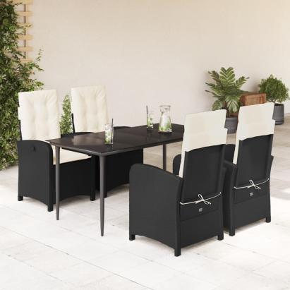 Set mobilier de grădină cu perne, 5 piese, negru, poliratan GartenMobel Dekor