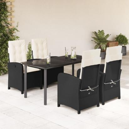 Set mobilier de grădină cu perne, 5 piese, negru, poliratan GartenMobel Dekor