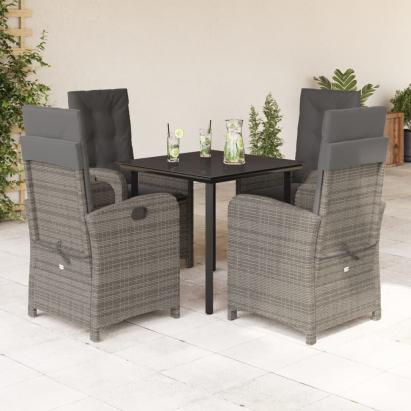 Set mobilier de grădină cu perne, 5 piese, gri, poliratan GartenMobel Dekor