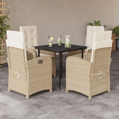 Set mobilier de grădină cu perne, 5 piese, bej, poliratan GartenMobel Dekor