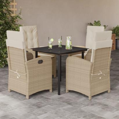 Set mobilier de grădină cu perne, 5 piese, bej, poliratan GartenMobel Dekor