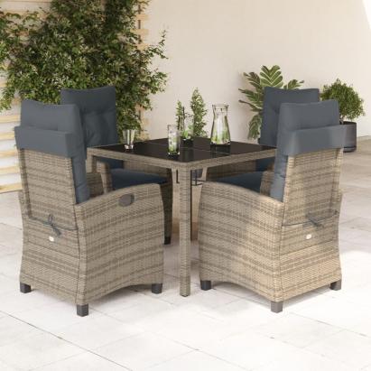 Set mobilier de grădină cu perne, 5 piese, gri, poliratan GartenMobel Dekor