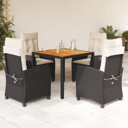 Set mobilier de grădină cu perne, 5 piese, negru, poliratan GartenMobel Dekor