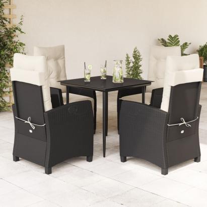 Set mobilier de grădină cu perne, 5 piese, negru, poliratan GartenMobel Dekor