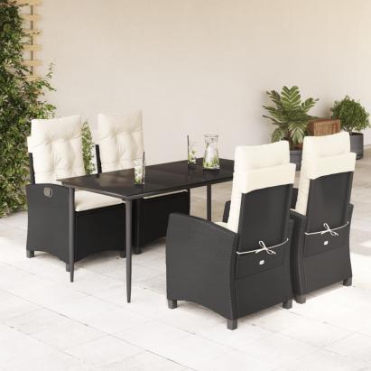 Set mobilier de grădină cu perne, 5 piese, negru, poliratan GartenMobel Dekor