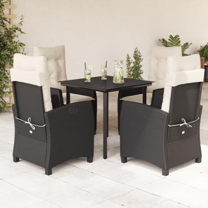 Set mobilier de grădină cu perne, 5 piese, negru, poliratan GartenMobel Dekor