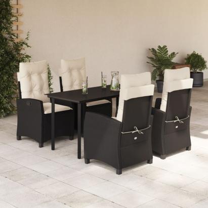 Set mobilier de grădină cu perne, 5 piese, negru, poliratan GartenMobel Dekor