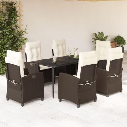 Set mobilier de grădină cu perne, 7 piese, maro, poliratan GartenMobel Dekor