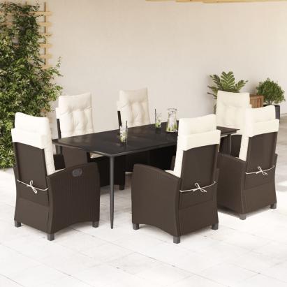 Set mobilier de grădină cu perne, 7 piese, maro, poliratan GartenMobel Dekor