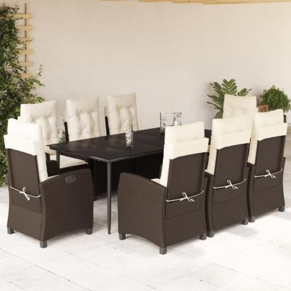 Set mobilier de grădină cu perne, 9 piese, maro, poliratan GartenMobel Dekor