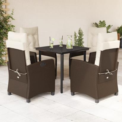 Set mobilier de grădină, 5 piese, cu perne, maro, poliratan GartenMobel Dekor