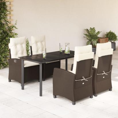 Set mobilier de grădină, 5 piese, cu perne, maro, poliratan GartenMobel Dekor
