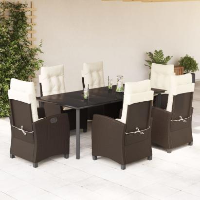 Set mobilier de grădină cu perne, 7 piese, maro, poliratan GartenMobel Dekor