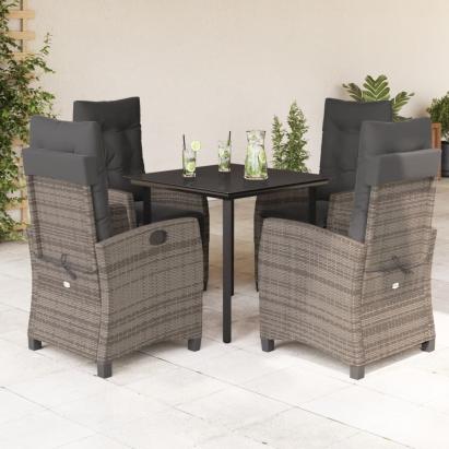 Set mobilier de grădină cu perne, 5 piese, gri, poliratan GartenMobel Dekor