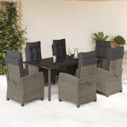 Set mobilier de grădină cu perne, 7 piese, gri, poliratan GartenMobel Dekor