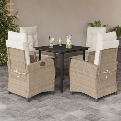 Set mobilier de grădină cu perne, 5 piese, bej, poliratan GartenMobel Dekor