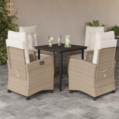 Set mobilier de grădină cu perne, 5 piese, bej, poliratan GartenMobel Dekor