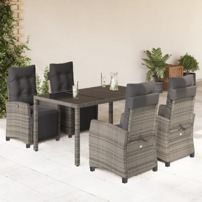 Set mobilier de grădină cu perne, 5 piese, gri, poliratan GartenMobel Dekor