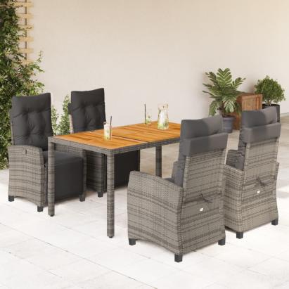 Set mobilier de grădină cu perne, 5 piese, gri, poliratan GartenMobel Dekor