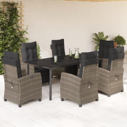 Set mobilier de grădină cu perne, 7 piese, gri, poliratan GartenMobel Dekor