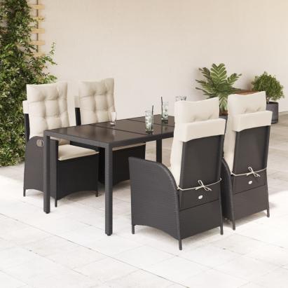 Set mobilier de grădină cu perne, 5 piese, negru, poliratan GartenMobel Dekor