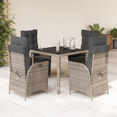 Set mobilier de grădină cu perne, 5 piese, gri, poliratan GartenMobel Dekor