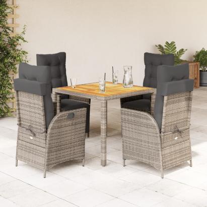 Set mobilier de grădină cu perne, 5 piese, gri, poliratan GartenMobel Dekor