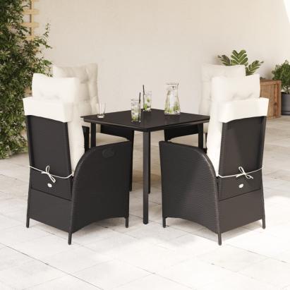 Set mobilier de grădină cu perne, 5 piese, negru, poliratan GartenMobel Dekor