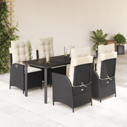 Set mobilier de grădină cu perne, 5 piese, negru, poliratan GartenMobel Dekor