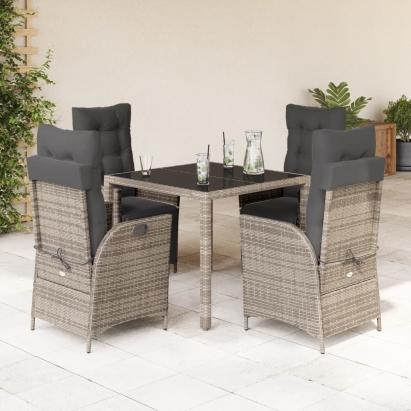 Set mobilier de grădină cu perne, 5 piese, gri, poliratan GartenMobel Dekor