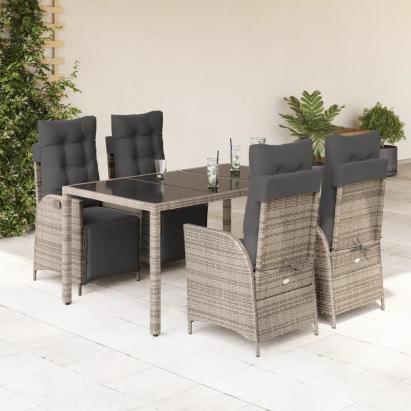 Set mobilier de grădină cu perne, 5 piese, gri, poliratan GartenMobel Dekor