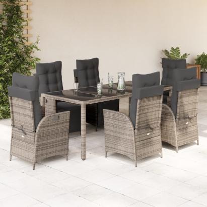 Set mobilier grădină cu perne, 9 piese, gri, poliratan GartenMobel Dekor
