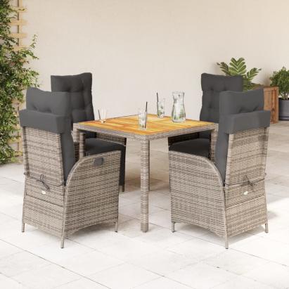 Set mobilier de grădină cu perne, 5 piese, gri, poliratan GartenMobel Dekor