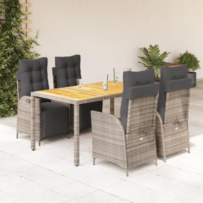 Set mobilier de grădină cu perne, 5 piese, gri, poliratan GartenMobel Dekor