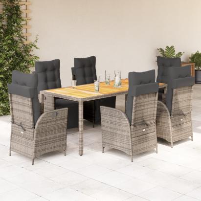 Set mobilier de grădină cu perne, 7 piese, gri, poliratan GartenMobel Dekor