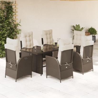 Set mobilier de grădină cu perne, 7 piese, maro, poliratan GartenMobel Dekor