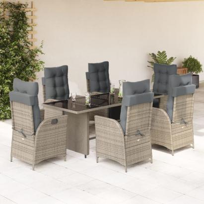 Set mobilier de grădină cu perne, 7 piese, gri, poliratan GartenMobel Dekor