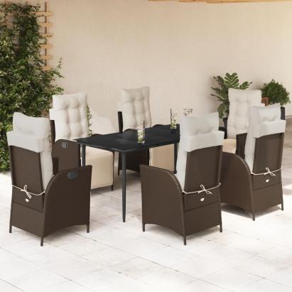 Set mobilier de grădină cu perne, 7 piese, maro, poliratan GartenMobel Dekor