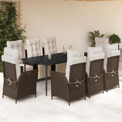Set mobilier de grădină cu perne, 9 piese, maro, poliratan GartenMobel Dekor
