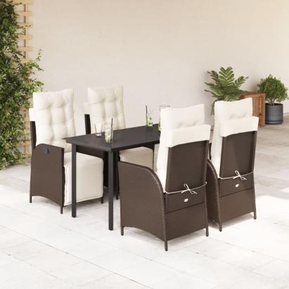 Set mobilier de grădină, 5 piese, cu perne, maro, poliratan GartenMobel Dekor